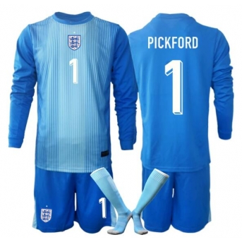 Billige Fotballdrakt England Jordan Pickford #1 Keeper Replika Hjemmedraktsett Barn VM 2026 Langermet (med bukser)